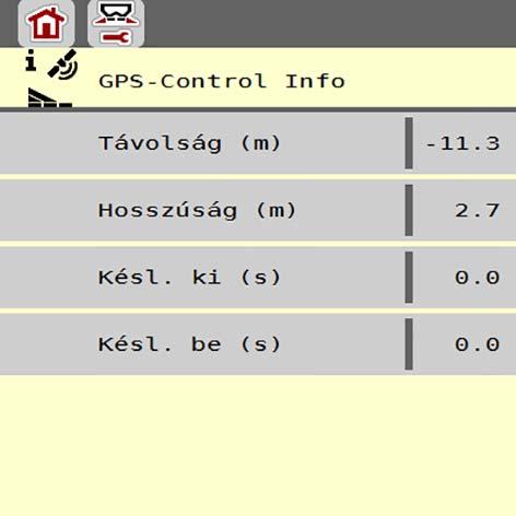 A AXIS-H ISOBUS kezelése 4 4.4.9 GPS-Control Info A GPS-Control Info menüben tájékozódhat az OptiPoint kiszámít. menüben kiszámított beállítási értékekről.