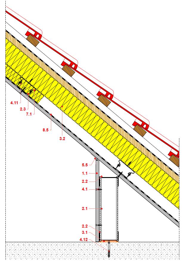 1 Szigetelő szivacscsík 3.2 Ásványgyapot szigetelés 4.1 Rigips 212/25 önmetsző gyorsépítő csavar 4.