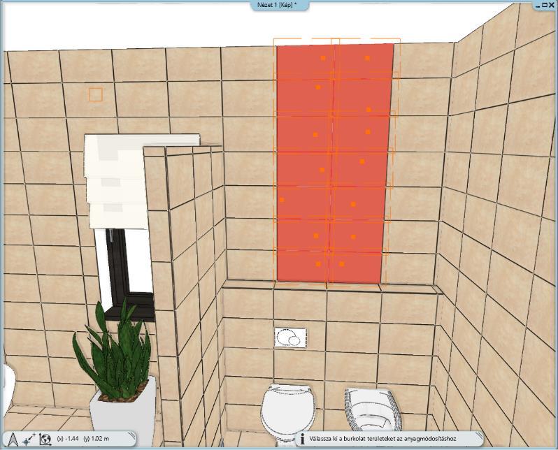 8 3. Lecke: Fürdőszoba tervezés - Burkolás Kattintással jelölje ki a módosítandó lapokat.