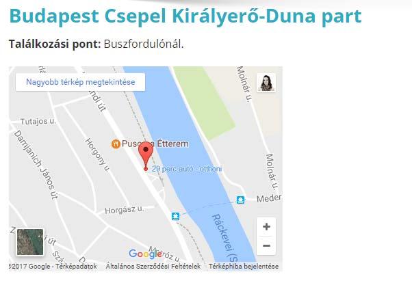 találkozási ponttal együtt az