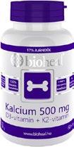 KALCIUM+VITAMINOK Bioheal Kalcium 500 mg -24% + D3-vitamin + K2-vita- min, 70 filmtabletta A készítmény kalcium, D3-vitamin és K2-vitamintartalmával együttesen, egymás hatását erősítve járulnak hozzá