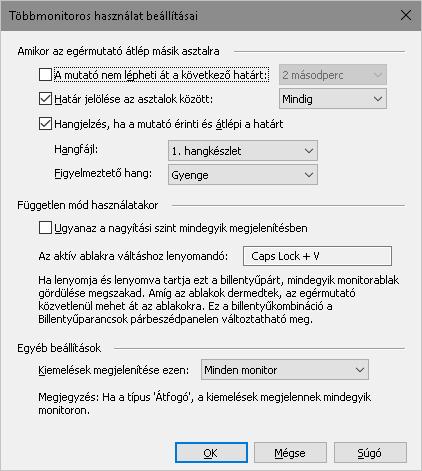 6. fejezet Nagyítási funkciók 99 A Többmonitoros használat beállításai párbeszédpanel.