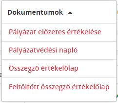 16 Dokumentumok menü Az eseménysáv felett található Dokumentumok menüpont olyan dokumentumokat tartalmaz, melyek segítséget nyújtanak a minősítés során a bizottság tagjainak.