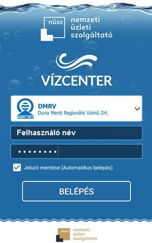 Amennyiben a weboldalon regisztrál, úgy az alkalmazás letöltését követően válassza a Belépés lehetőséget és adja meg már korábban a webes felületen létrehozott Felhasználó nevét és jelszavát ebben az
