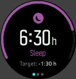 MEGJEGYZÉS: Ha a meghatározott lefekvési idő előtt fekszik, és a felkelési idő után kel, az óra ezt nem számolja az alvásidőhöz.