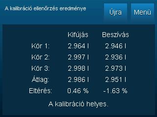 A kalibráció ellenőrzés automatikusan be fog fejeződni a harmadik kihúzás befejeztével.