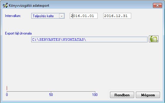 3.) A Karbantartás / Rendszergazdai menüpont / Export / Könyvvizsgálói adatáadás (XML) menüpontban lekérhető a Magyar Könyvvizsgálói Kamara által megadott leírás alapján elkészített kimenet.