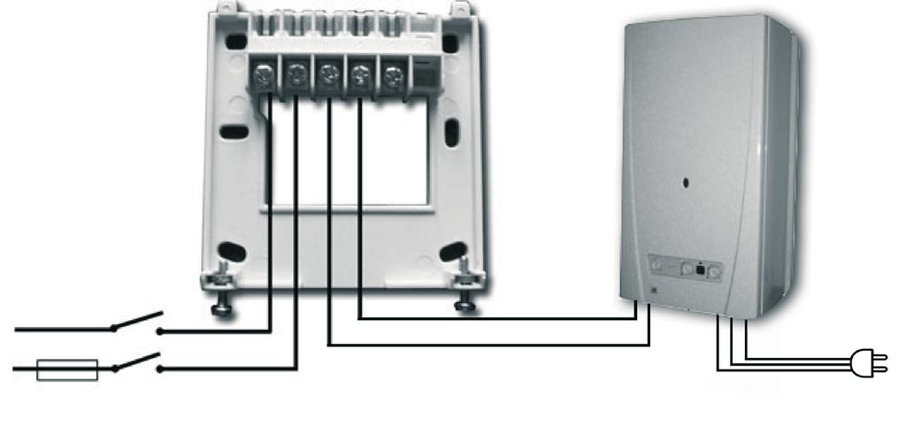 a vevőegység hátlapja COM NO NC N L 1 2 3 fűtőegység (kazán) 230V AC 50-60 Hz N L (fázis) Ha olyan régi kazán vagy más készülék (pl.