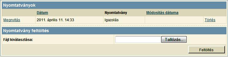 95. kép A [Megnyitás]-ra kattintva az elkészített nyomtatvány a számítógépre telepített (MS Office vagy Libre Office) szövegszerkesztővel megnyitható.