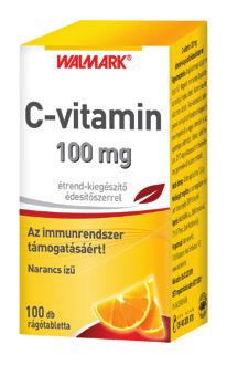 A Walmark C-vitamin 100mg finom cseresznye vagy narancs ízű rágótabletta formájában kapható.