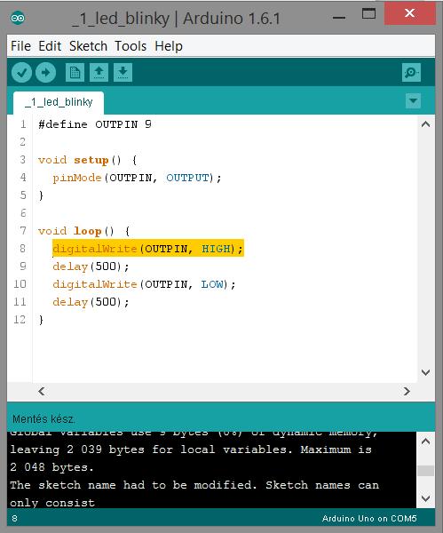 Mikrovezérlők programozása Az Arduino IDE Új forrásfájl Az Arduino IDE különbségek az asztali programokhoz képest 1. program: blinky, a villogó LED 2.