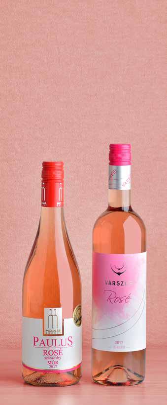 A legjobb rozéborok Best rosé wines Paulus Molnár Borház Paulus Rosé 2017 száraz / dry 87,79 pont arany / gold Móri borvidék / Mór Wine District Várszegi Pincészet Rosé 2017 száraz / dry 87,79 pont