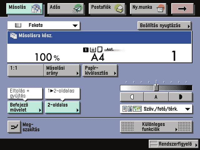 szabad billentyű programozás 1 Másolási beállítások A másolási alapképernyőn szabad billentyűre