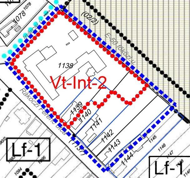 HÉSZ módosítás: A HÉSZ ben a területre új Vt-Int-2 jelű építési övezet meghatározása 