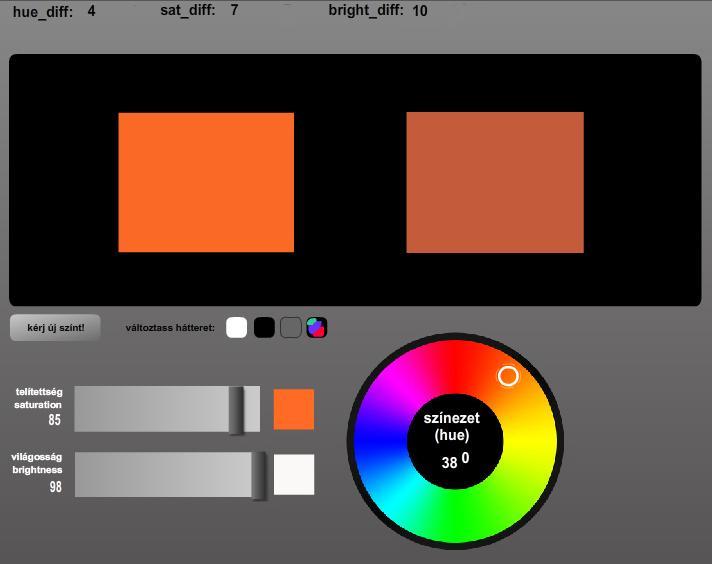 A hallgatók színmeghatározó és színkülönbség-érzékelő képességének fejlesztésére az oktatószoftver alábbi moduljait használtuk az oktatási kísérletben (Perge, 2012