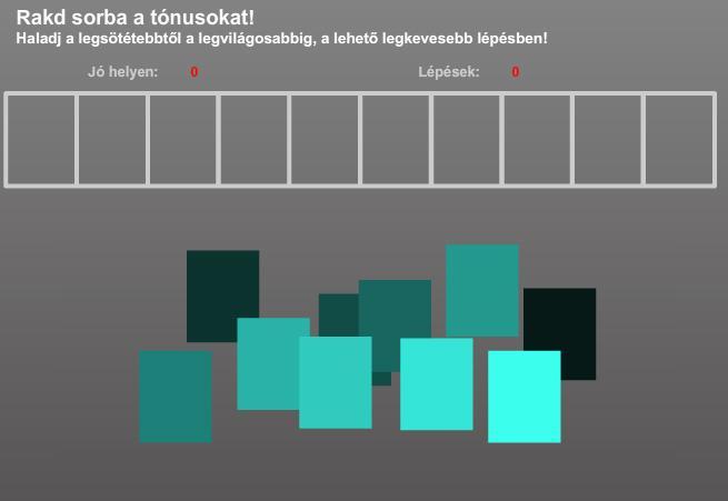 A színmeghatározó képesség szintjének felmérése a határozd meg típusú, nyílt teszttel történik: Keverd ki a bal oldali mezőben lévő színmintát! (7.3. ábra).