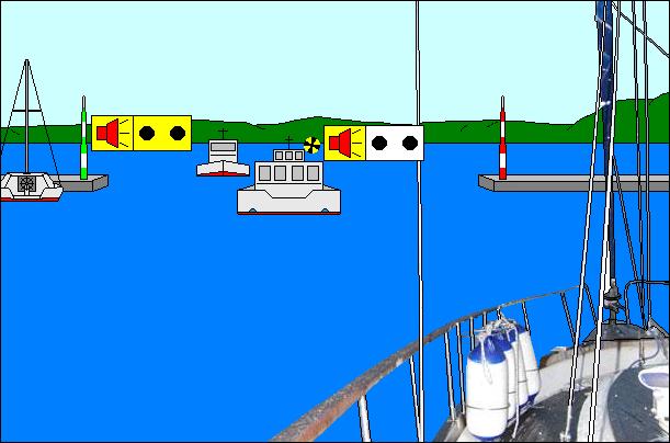 283. Tavi kikötőből hajózik ki egy kishajónak nem tekinthető géphajót követve. A kikötő felé közeledő kishajónak nem tekinthető géphajó két rövid hangjelet adott le.