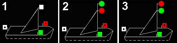b) Menetben lévő robbanásveszélyes árut szállító 110 méter hosszúságot meg nem haladó géphajó bal oldalát mutatja.