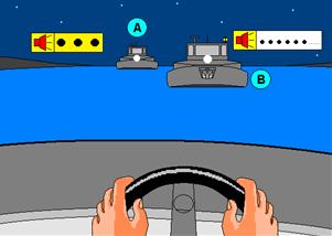 140. Két kishajónak nem tekinthető géphajó közül az A jelű három rövid hangból álló hangjelzését követően a B jelű hajó egy nagyon rövid hangsorozatot ad le. Mit jeleznek a hajók?