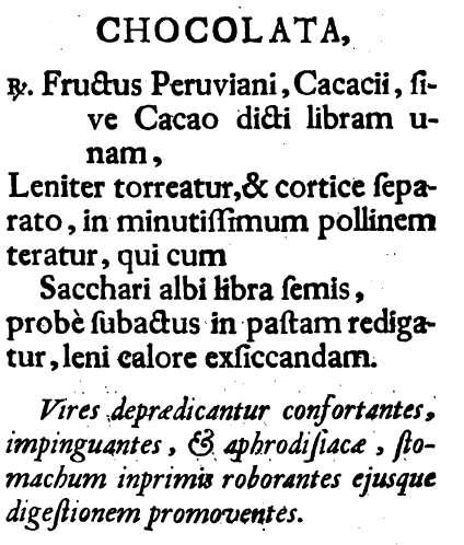 Csokoládé, kávé Pharmacopoeia Augustana Renovata (1735, amúgy 1684-től) 1736-ban a debreceni városi