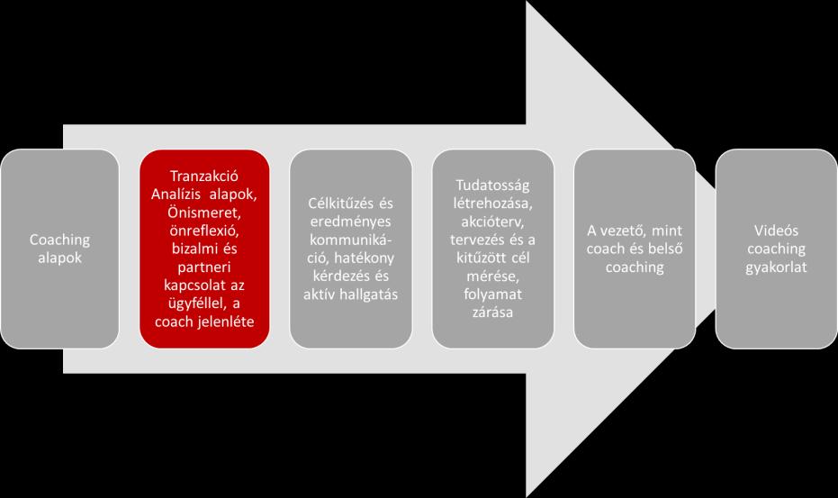 Legacy Coachképzés Modulok: Tranzakció Analízis alapok, Önismeret, önreflexió, bizalmi és partneri kapcsolat az ügyféllel, a coach jelenléte A modul során tanított coach kompetenciák: Bizalom és