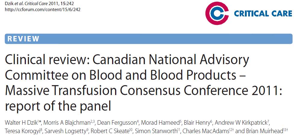 the panel recommended that all hospitals in Canada that supply blood transfusion services should