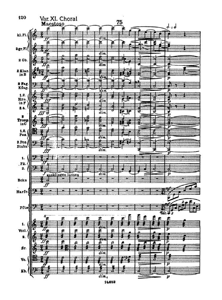 15 A barokk stílus a Choral fenséges és himnikus hangvételével folytatódik az utolsó előtti variációban (lásd 14. kotta).