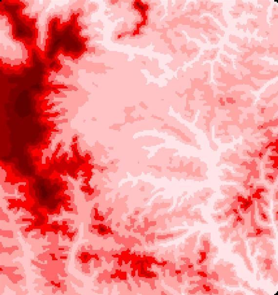 8.19. ábra: A GRID modell (alapbeállításokkal) Az újraosztályozás a TIN modellnél bemutatotthoz hasonlóan történik (8.1.2.