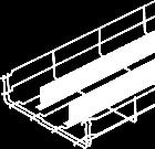 A rácsosztás 50 x 00. 55 oldalmagasságú rácsos kábeltálca, összepattintható kivitel, behegesztett válaszfallal szállítva.