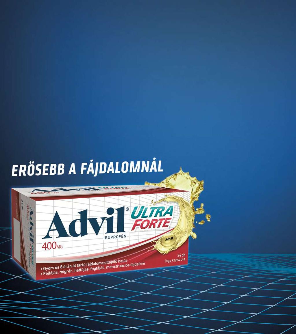 6 Az Advil Ultra Forte akár 0 perc alatt hatni kezd! Advil Ultra Forte lágy kapszula 849 Ft helyett 4 db (00 Ft/db) 399 Ft Vény nélkül kapható ibuprofén tartalmú gyógyszer.