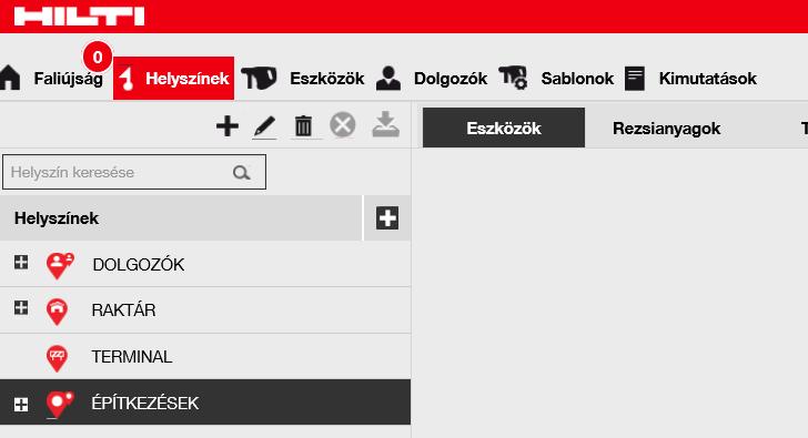 4.2 HELYSZÍNCSOPORT HELYSZÍNCSOPORT SZERKESZTÉSE Meglévő helyszíncsoportok (fölérendelt helyszínek) az alábbi módon szerkeszthetők. 1. Kattintson a Helyszínek gombra a főmenüben. 2.