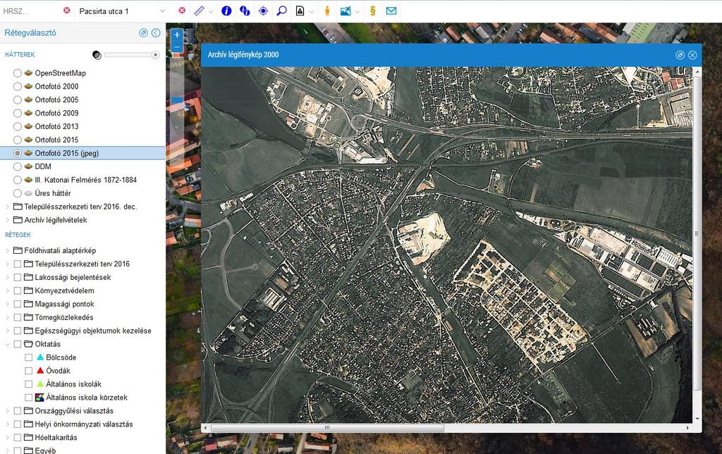 Archív légifelvételek Ha a rendszer rendelkezik archív légifelvételekkel, akkor