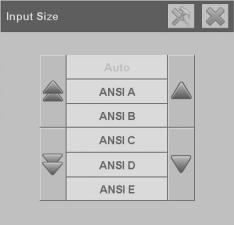 b. Press the Input size button. The Input size dialog box appears: c. Select the size that fits your original.
