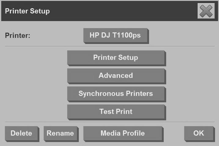2. Válassza a Media Profile (Hordozóprofil), majd az Eszköz gombot. (Más megoldás: Printer (Nyomtató) > Eszköz > Media Profile (Hordozóprofil)).