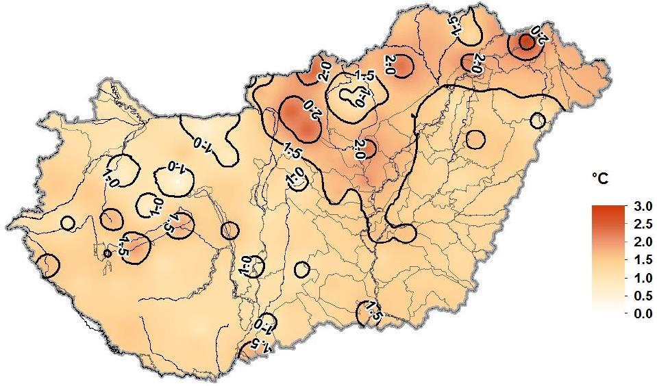 LÉGHŐMÉRSÉKLET TÉRKÉPEK 216. március 24. ábra: A 216.