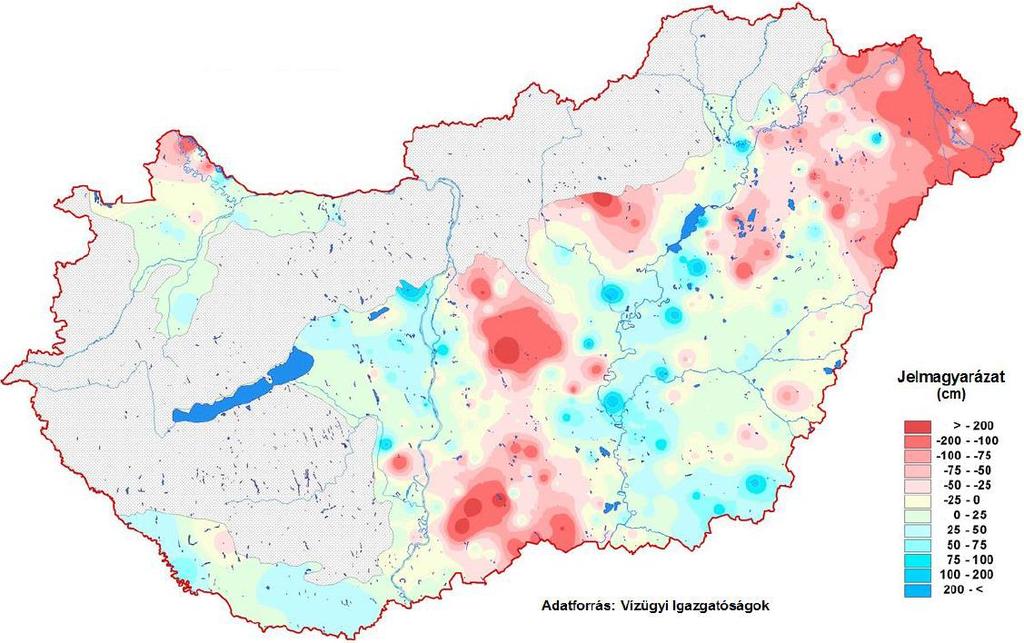 TALAJVÍZSZINTEK 216. február 48. ábra: A talajvízszintek terep alatti mélysége a 216. február havi középértékek alapján 25 49. ábra: Az 1971-2.