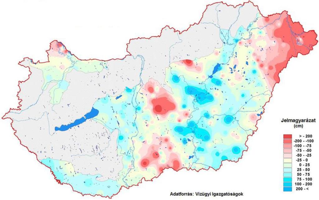 TALAJVÍZSZINTEK 216. március 5. ábra: A talajvízszintek terep alatti mélysége a 216. március havi középértékek alapján 27 51. ábra: Az 1971-2.