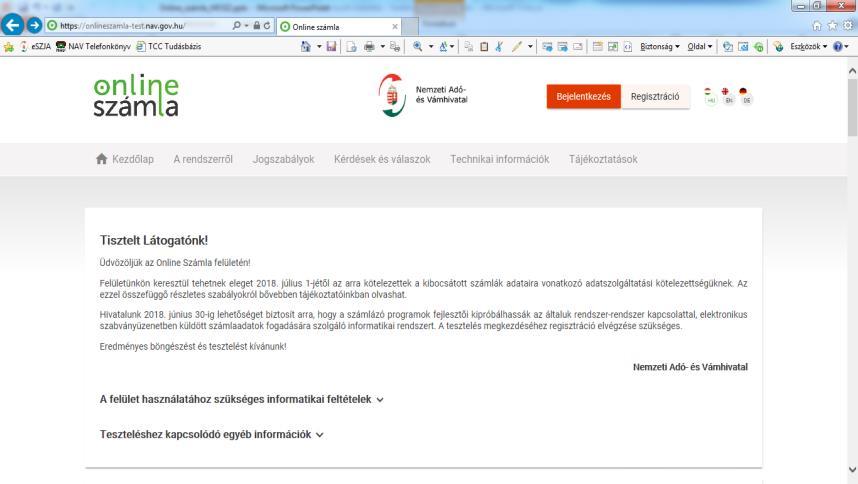 További információk Interneten: https://onlineszamla-test.nav.gov.