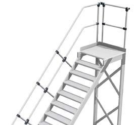 Lépcsők dobogóval, gurítható + Gurítható alumínium lépcsős dobogó egyedi megoldásokra a DIN EN ISO 14122