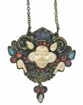 plate, with chain h: 53 cm 24 000 Ft 80 327.  század, sárgaréz korallkő berakással, lánccal Tibet, 19th century, brass with coral stone inset, with chain d: 5,5 cm 11 000 Ft 40 328.