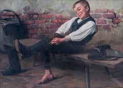 PESKE GÉZA (KELECSÉNY, 1859 - BODAJK, 1934) CSIZMÁJÁT HÚZÓ FIÚ / BOY