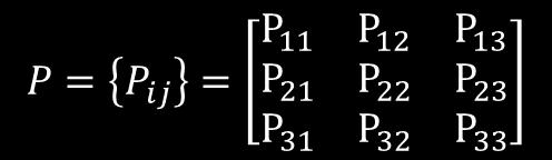 állapotátmenetek jellemzően különböző teljesítményszinteket igényelnek Egy P mátrix segítségével