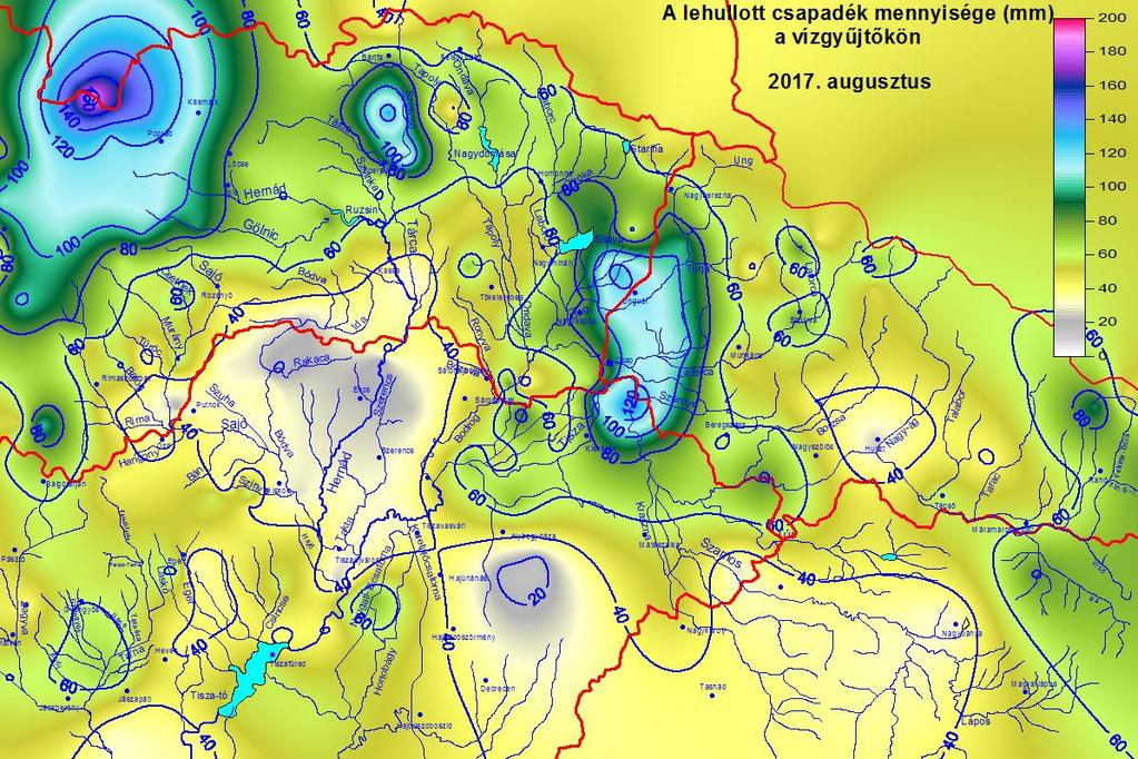 ábra: A lehullott csapadék mennyisége a vízgyűjtőkön 35 34 A folyamatban lévő