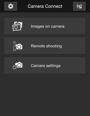 A fényképezőgép működtetése okostelefonnal A telepített Camera Connect alkalmazással rendelkező okostelefonok használatával megtekintheti a fényképezőgépen tárolt képeket, valamint távolról készíthet