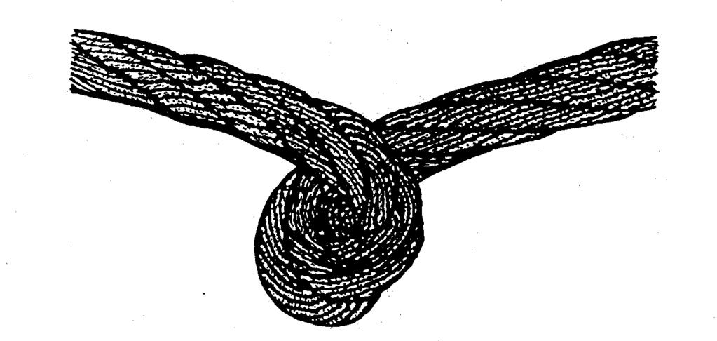 61. ábra Hurkosodás Kötél-megtörés (62. ábra):a kötelet, amelyen külső erő hatására megtörés keletkezett, le kell cserélni. Éles tárgyra való hajlítás eredménye ez a hiba. 62.
