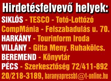 Tel.: 06-70/771-3242 Betonoszlopok ELADÓK! Érd.: 0630/262-4511 Harkány-Terehegyen családi ház csendes környezetben hitel átvállalással is eladó. Tel.