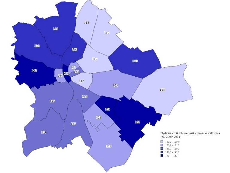 6.1 VÁLTOZÁSOK, TRENDEK 6.1.1 Budapest gazdasági térszerkezete 6. BUDAPEST A barnamezős területeivel (VII., VIII., IX.) rendelkező kerületei.