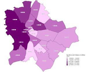 kerületek jóval alacsonyabb mértékkel rendelkeznek a gazdasági szerveztek egy főre jutó volumene vonatkozásában.