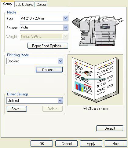 Windows PCL 1. Az illesztőprogram Beállítások lapján kiválaszthatja azokat a korábban mentett illesztőprogram-beállításokat, amelyekre szüksége van. 2.
