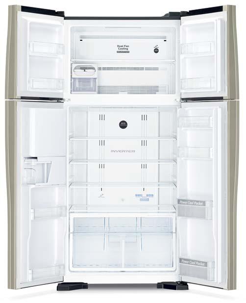 4 ajtós felülfagyasztós hűtőszekrény RW660PRU3 Kapacitás: Bruttó 586 liter / Nettó 540 liter 2 ajtós felülfagyasztós hűtőszekrény RV610PRU3X Kapacitás: Bruttó 5 liter /